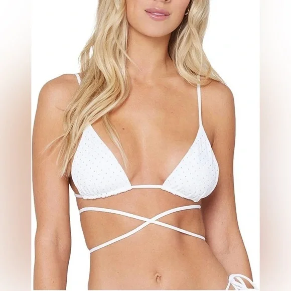 L*Space White Domino Stud Kara Top - Picture 1 of 5